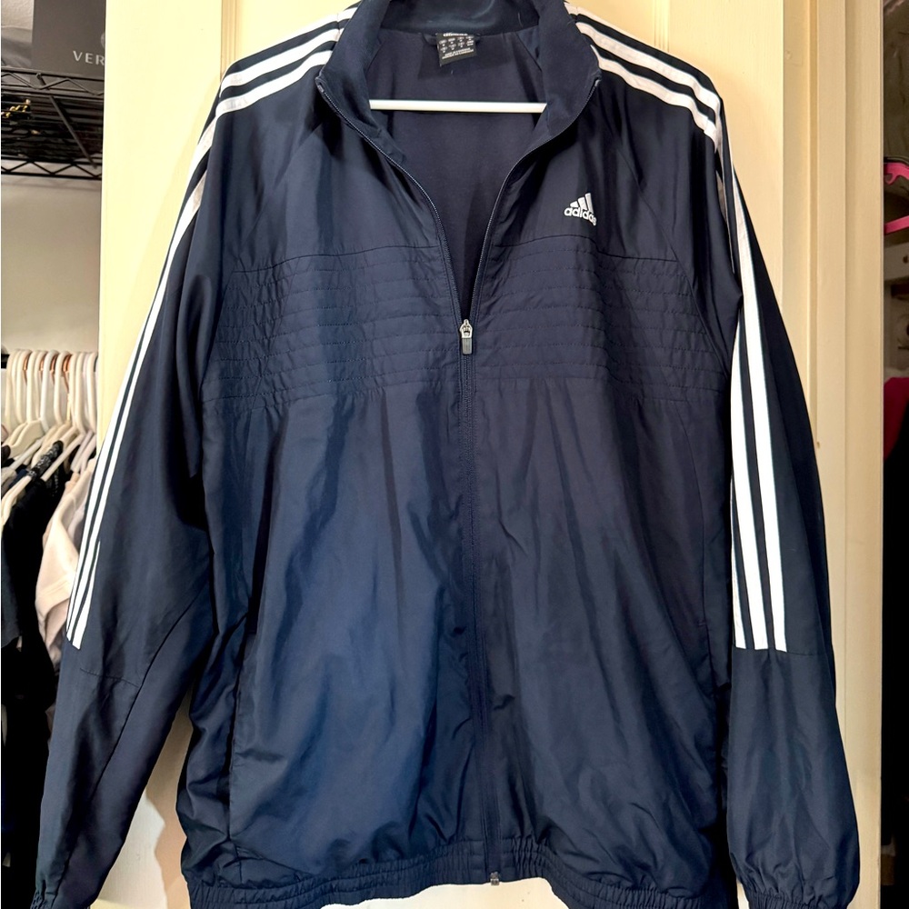 Vintage Adidas Navy Blue Track Jacket - Size M